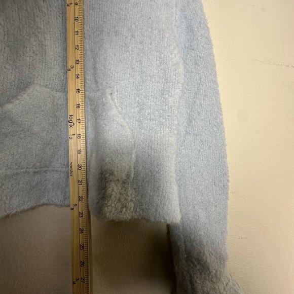 VTG Bebe Hoodie Women L USA Made Light Blue Tweed Fall Winter Cute 90s Fall Cozy - Picture 4 of 11